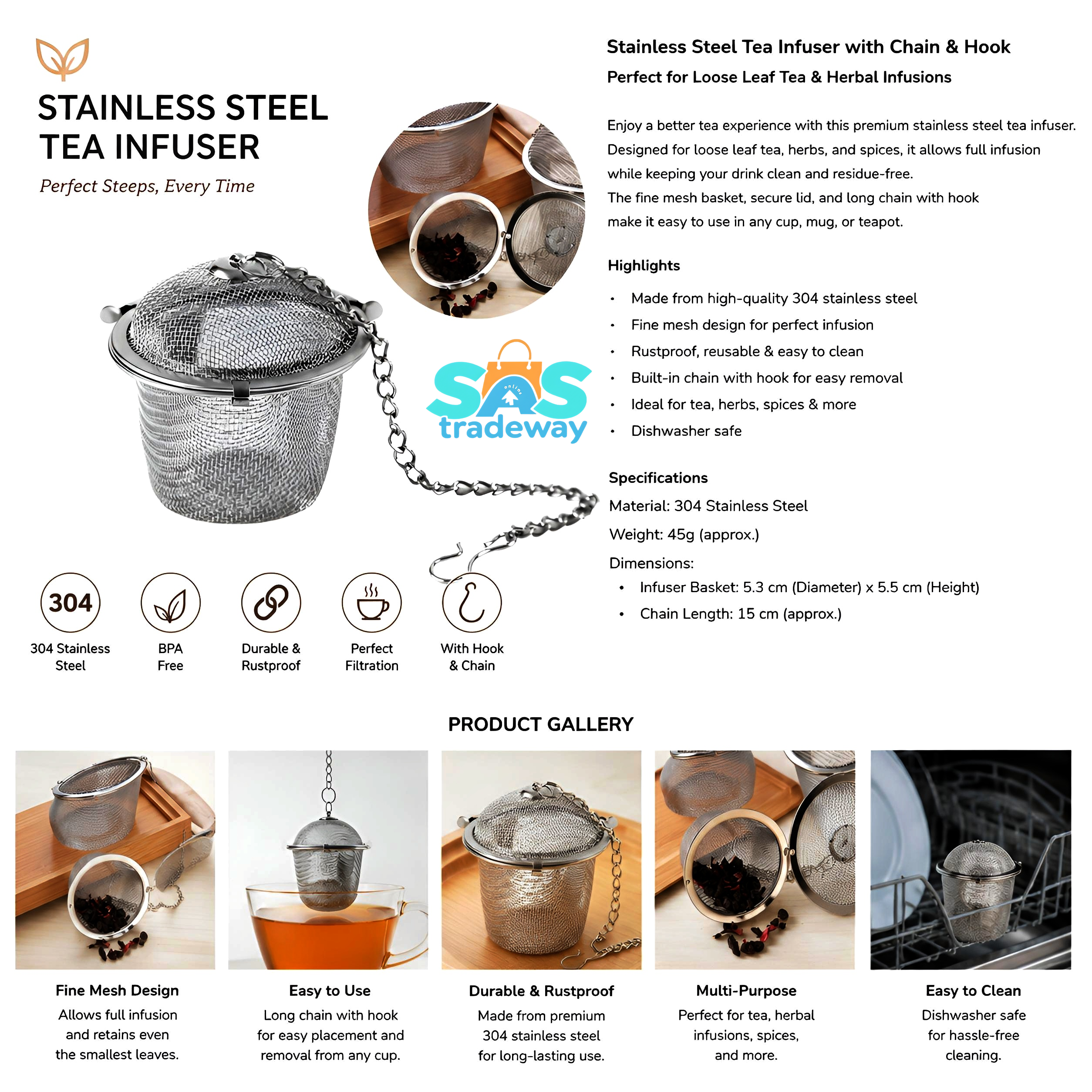 Stainless Steel Tea Strainer - Tea Filter - Image 5